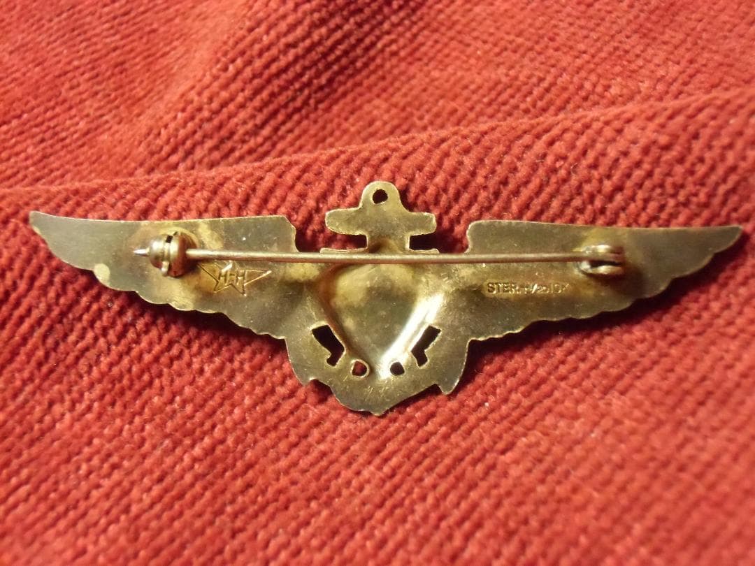 ★１９３０年代＊アメリカ軍＊海軍＊銀製＋金張り製＊パイロット章/ＷＩＮＧ（実物）
