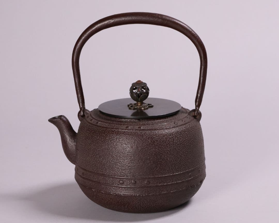 茶道具 釜師・佐藤清光 万代屋形 鉄瓶 共箱 萬代 湯沸 煎茶道具【MA527】