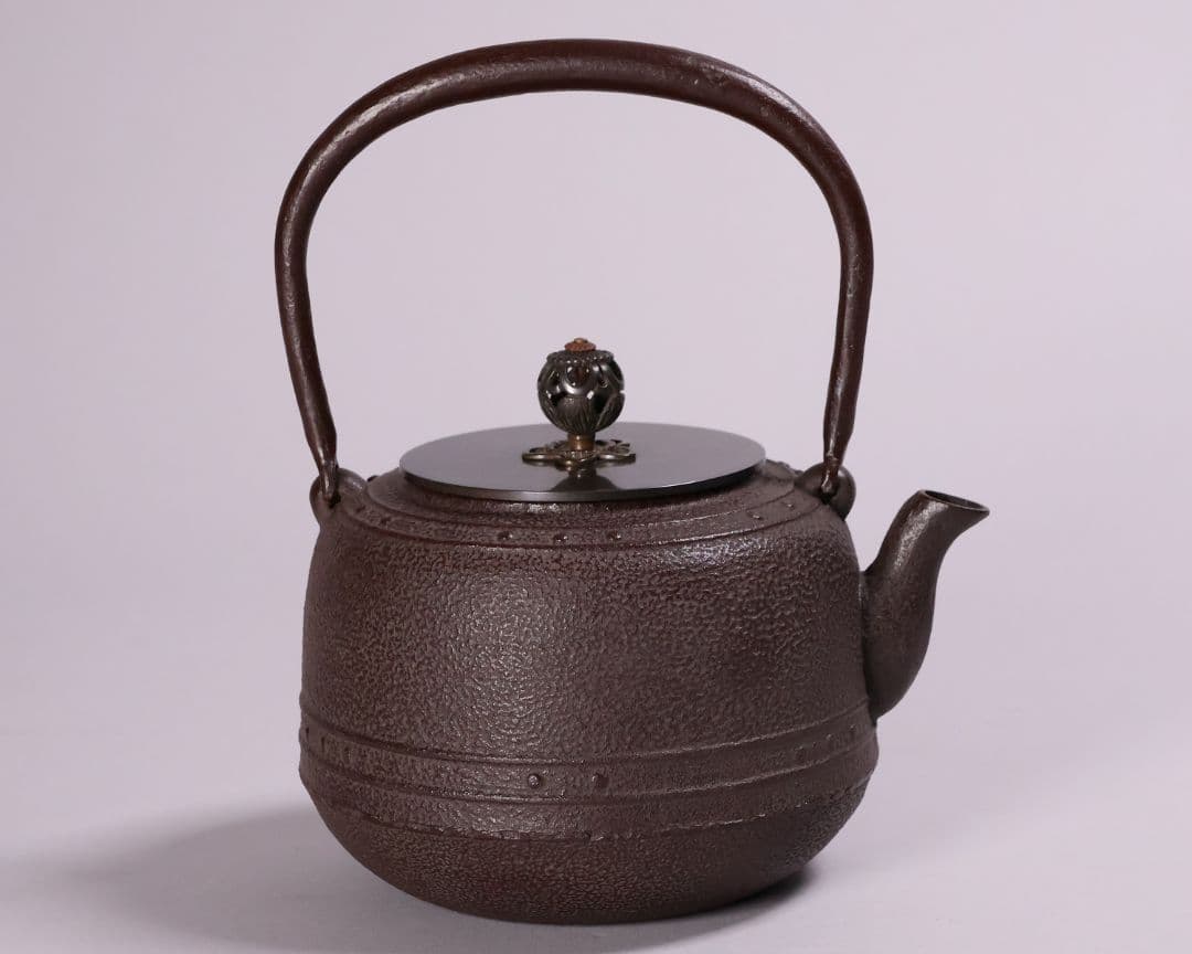 茶道具 釜師・佐藤清光 万代屋形 鉄瓶 共箱 萬代 湯沸 煎茶道具【MA527】