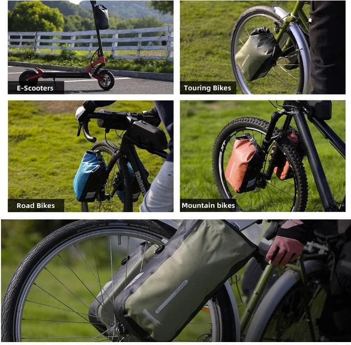 RhinoWeld 自転車 フォークバッグ 取付具付 ラック不要 完全防水 6L