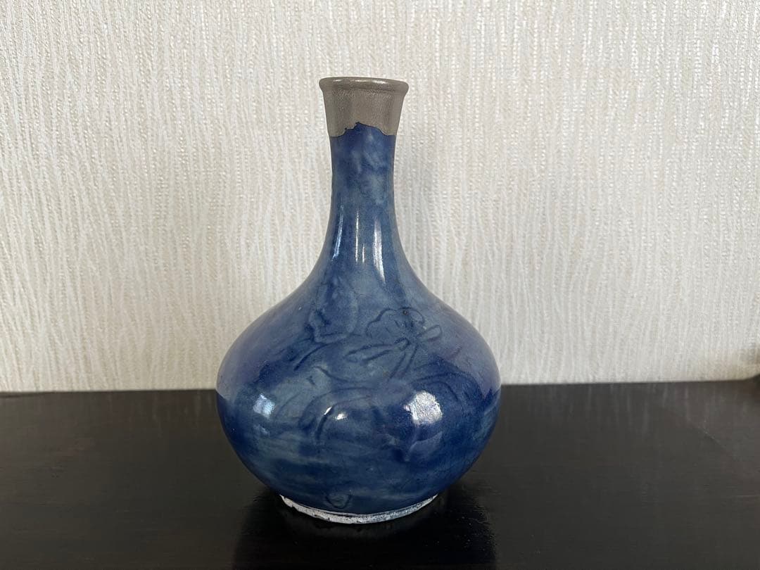 李朝　瑠璃釉　徳利　金継ぎ