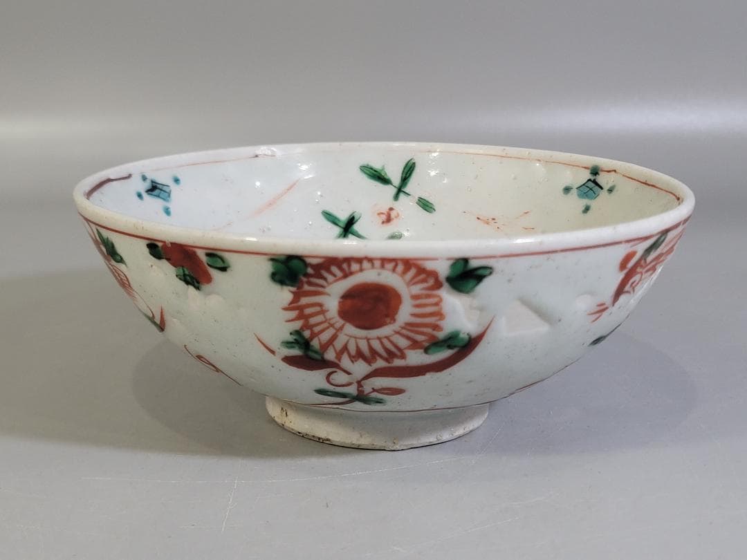 中国美術 呉須赤絵 碗 古美術 DT459