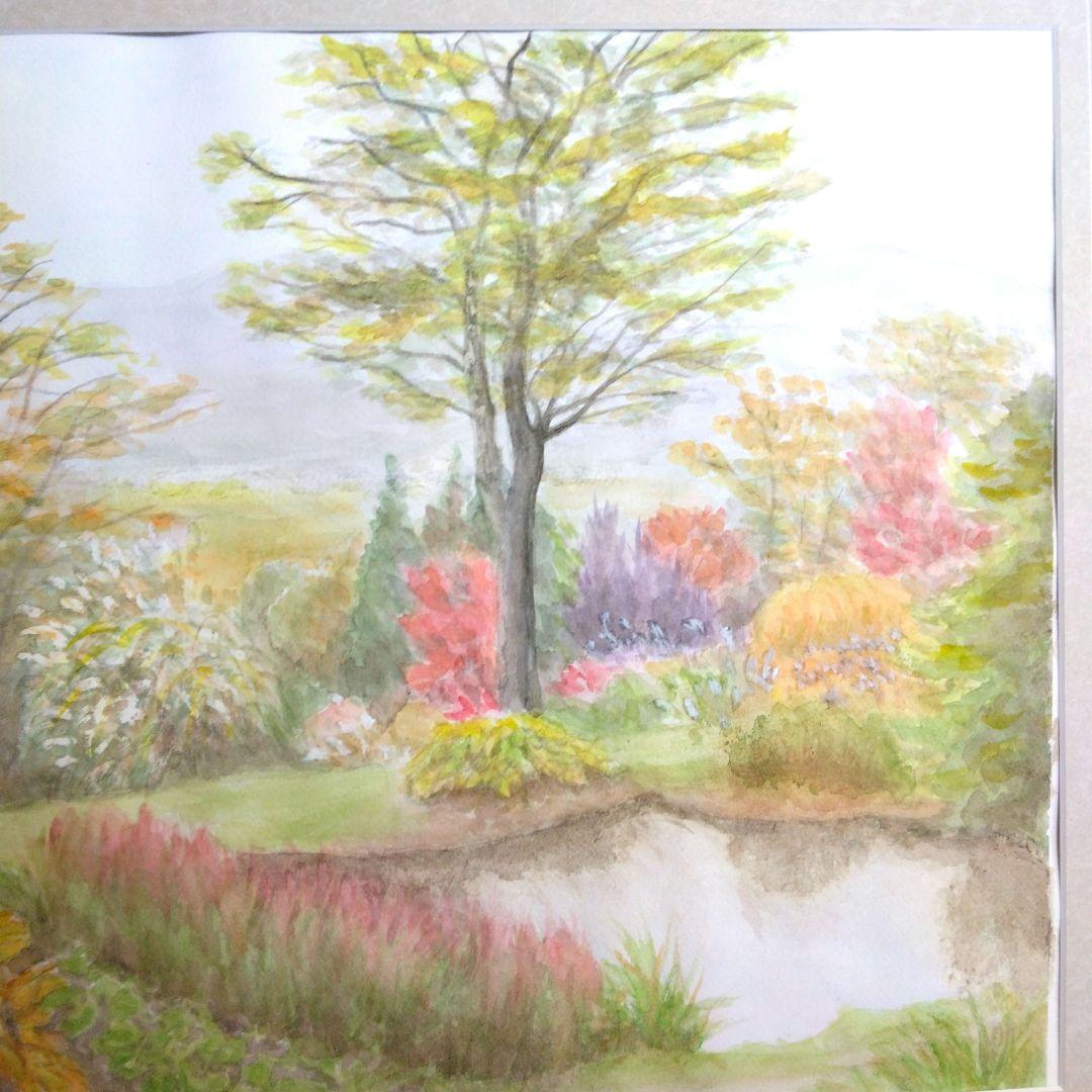 水彩画・風景画・秋の風景・自筆