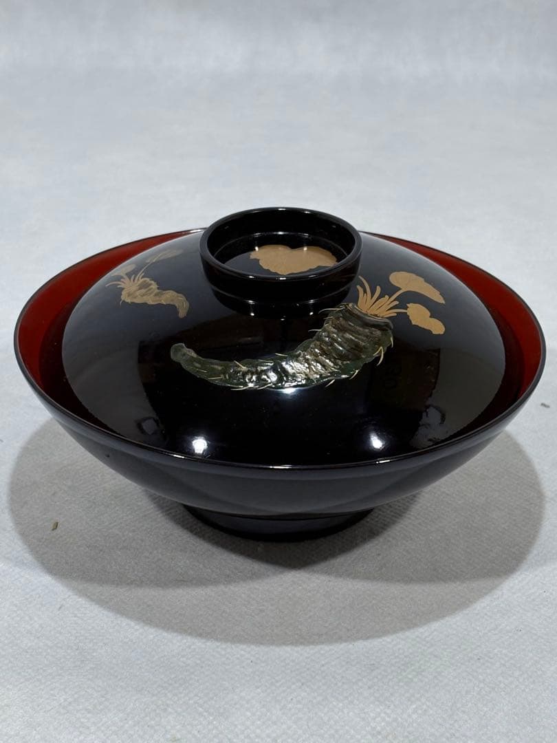 輪島塗　天然木　わさび蒔絵 煮物椀 五客　美品　茶道　懐石　送料込