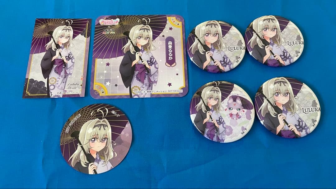 森亜るるか 極楽湯 缶バッジ イラストカード コースター