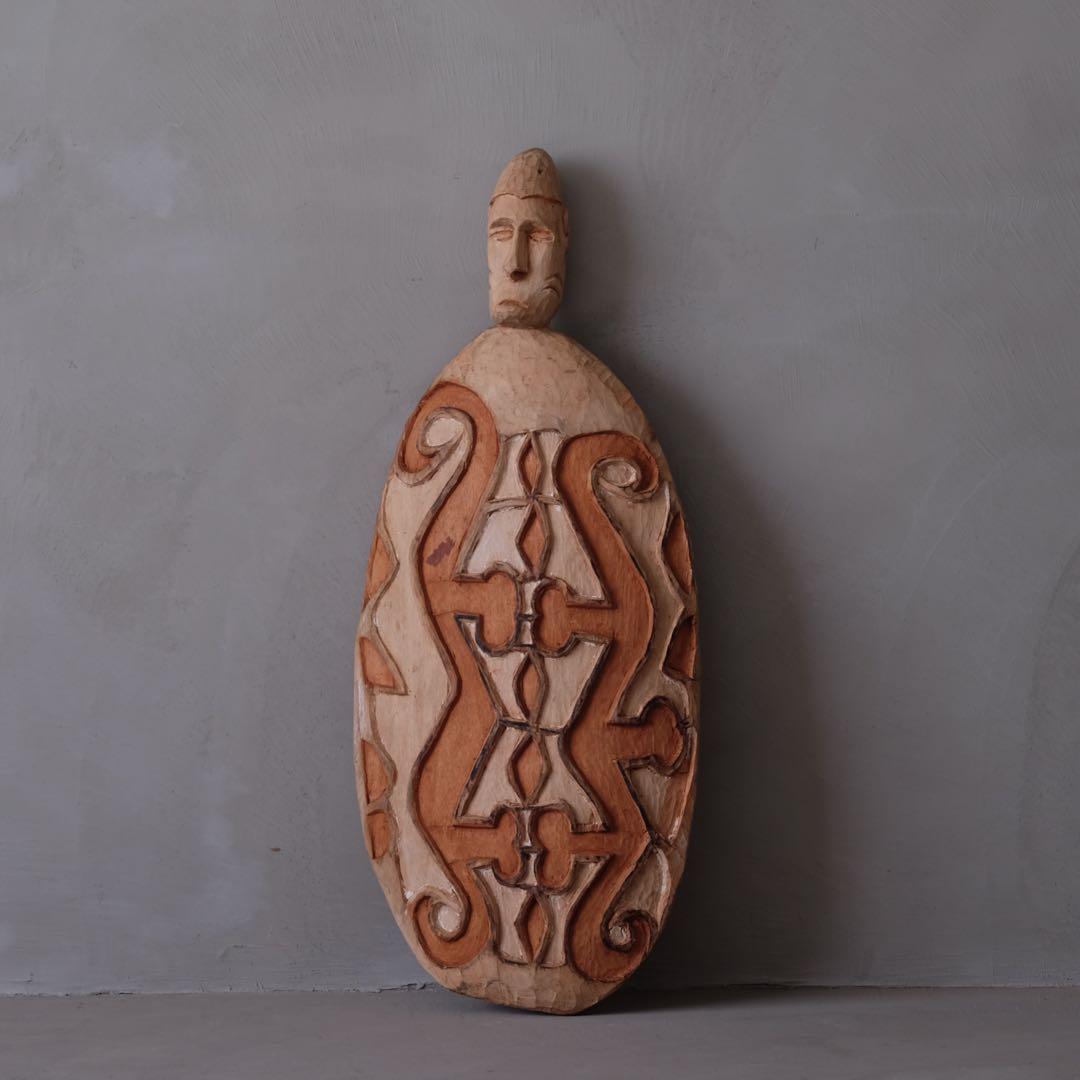 インドネシア パプア州 アスマット族 木彫盾C　プリミティブ アート 古美術