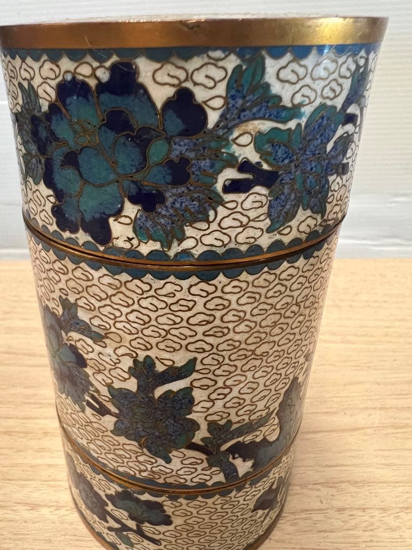 七宝焼　香合　花文　唐物　古玩　置物　インテリア　工芸品　美術品