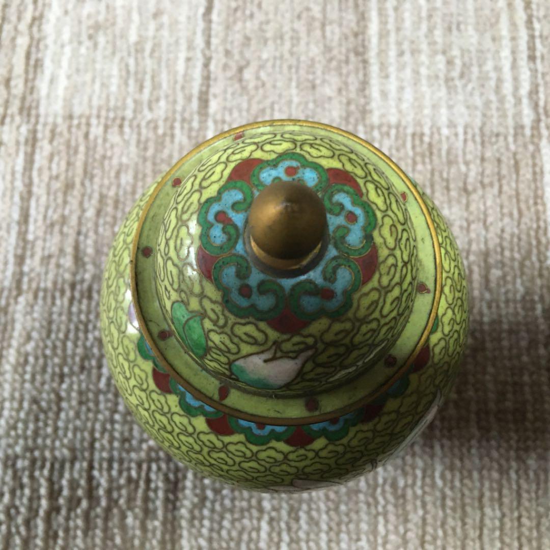 七宝焼　飾り壺　台付き