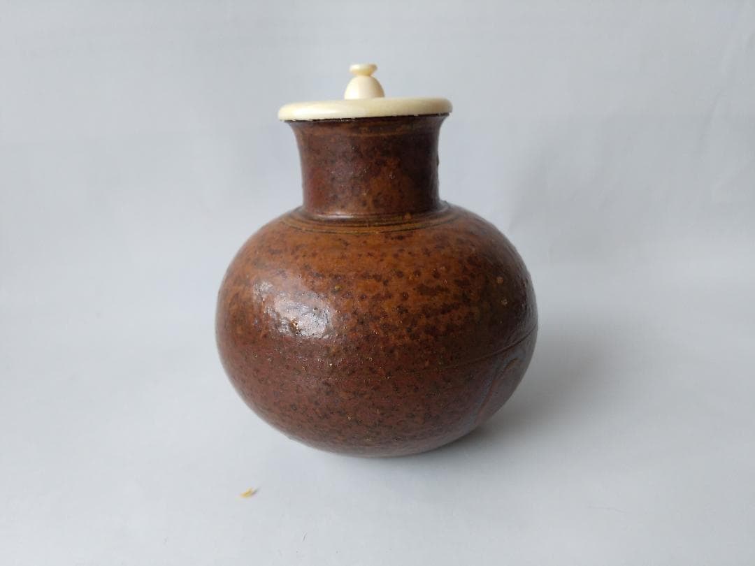 笹田有祥 作 摸 利休丸壺 茶入 唐物 大名物 仕覆 藤種緞子 共箱 栞 新品