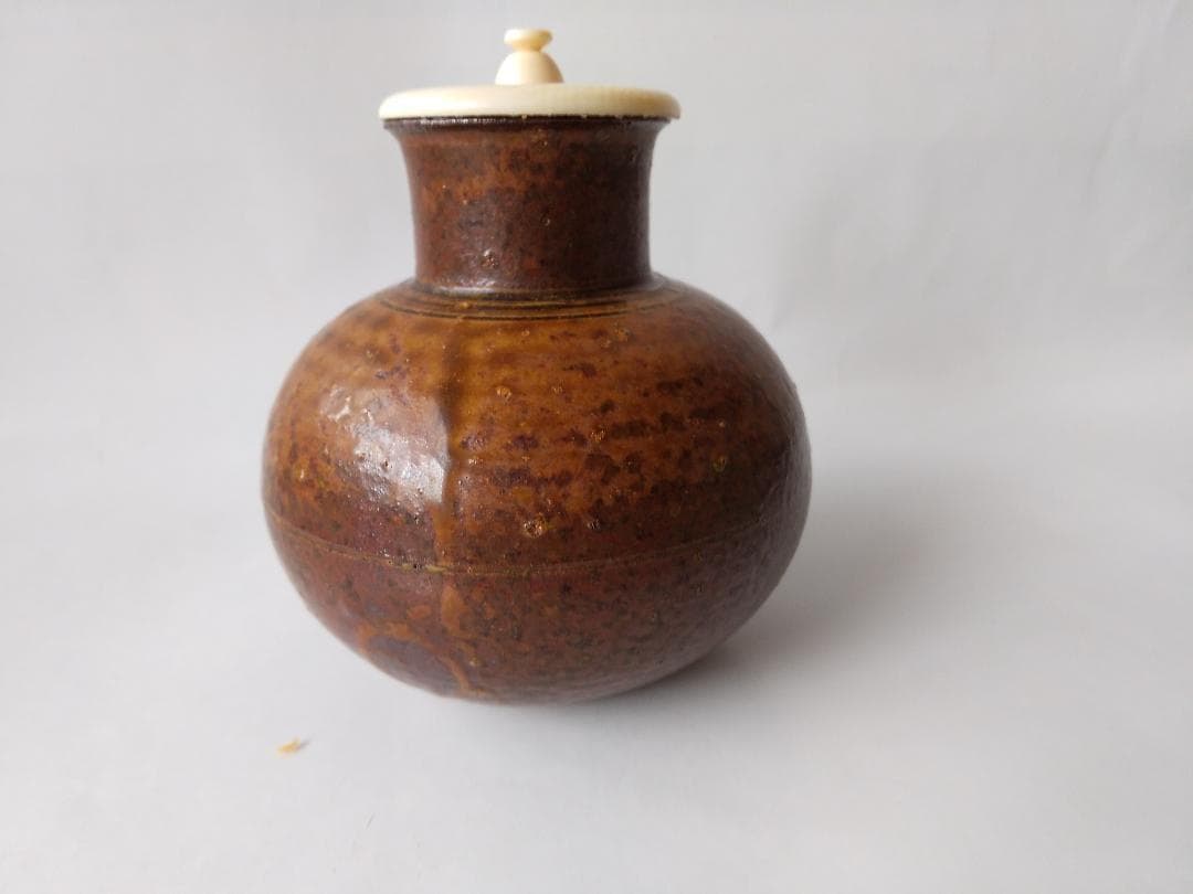 笹田有祥 作 摸 利休丸壺 茶入 唐物 大名物 仕覆 藤種緞子 共箱 栞 新品