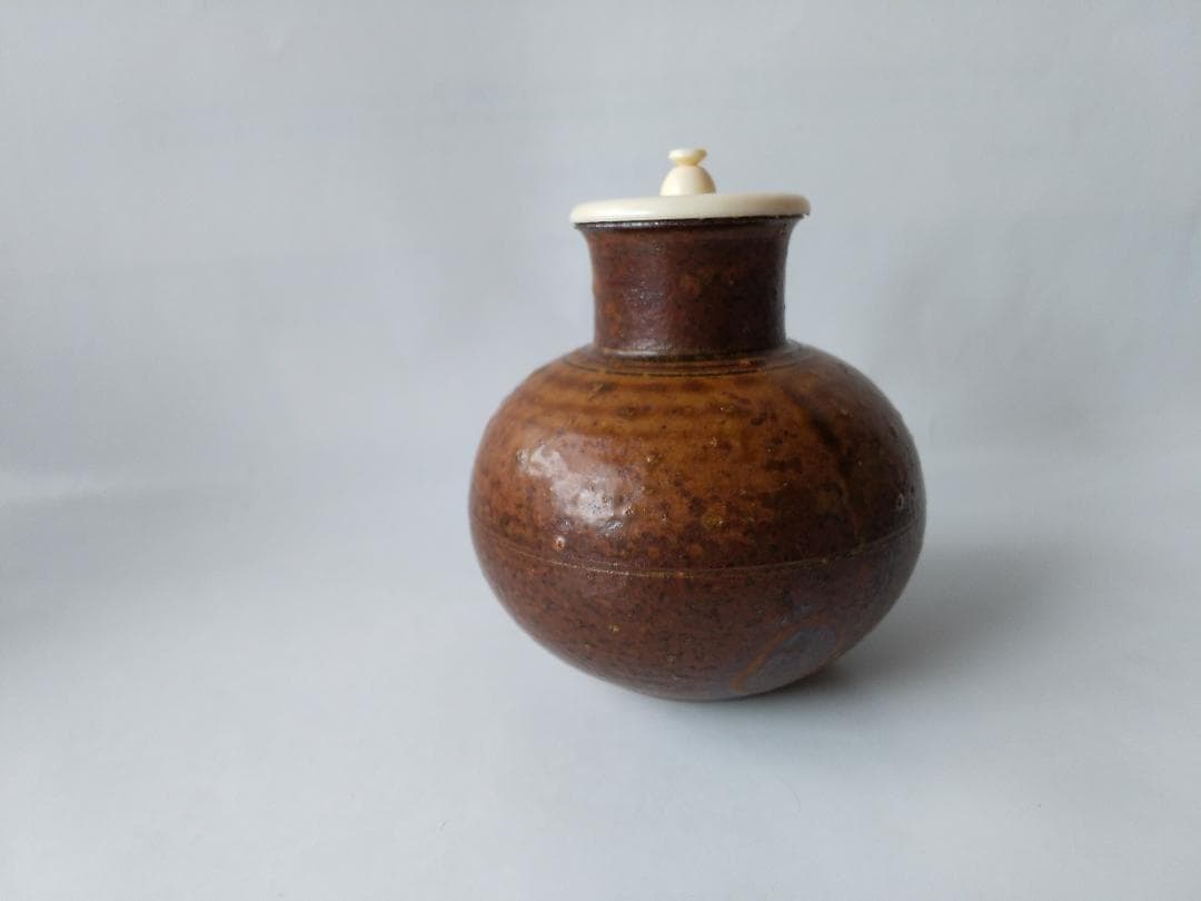 笹田有祥 作 摸 利休丸壺 茶入 唐物 大名物 仕覆 藤種緞子 共箱 栞 新品