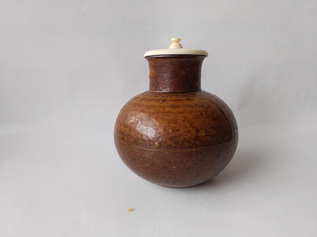 笹田有祥 作 摸 利休丸壺 茶入 唐物 大名物 仕覆 藤種緞子 共箱 栞 新品