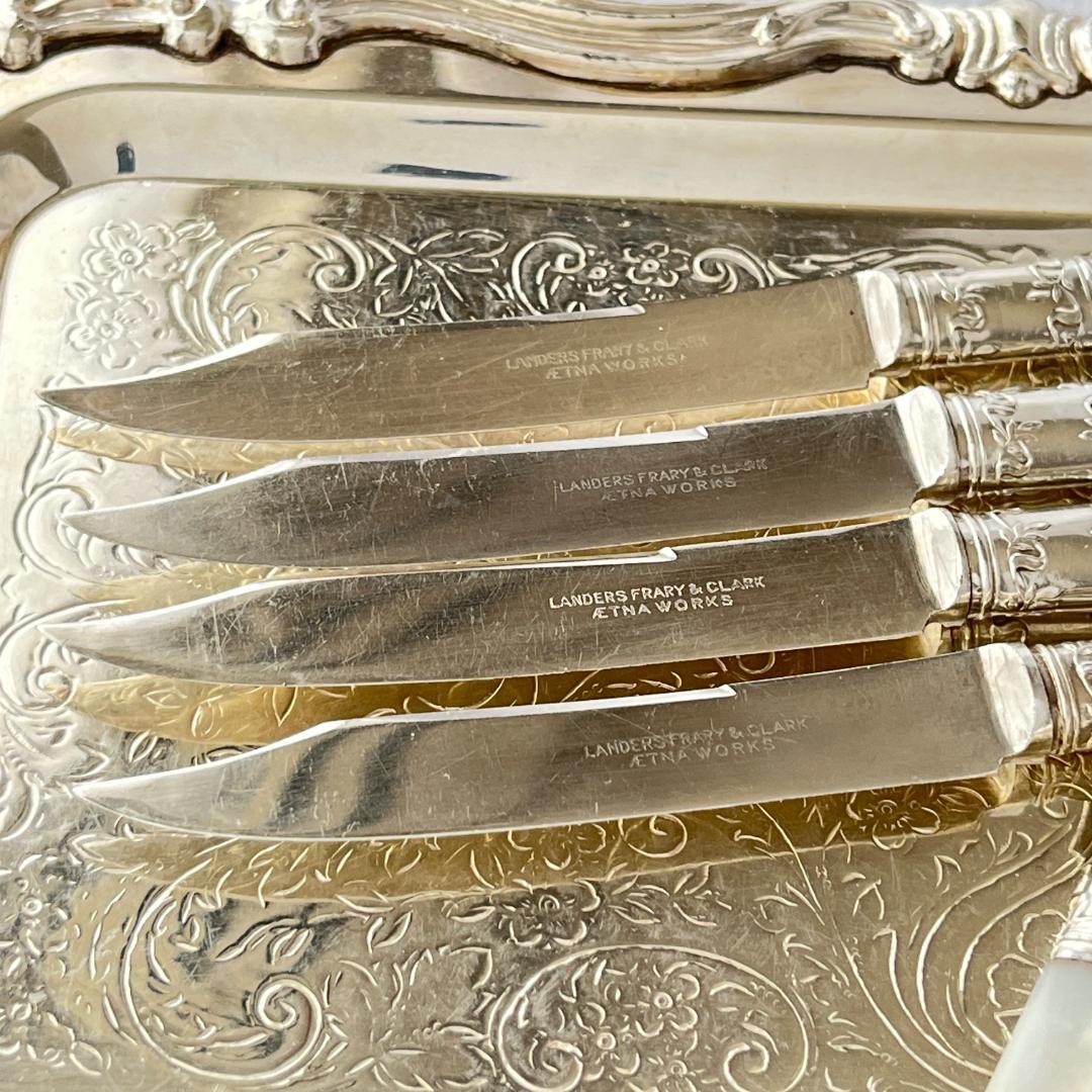 【白蝶貝 / 純銀継手】ティーナイフ 8本 マザーオブパール