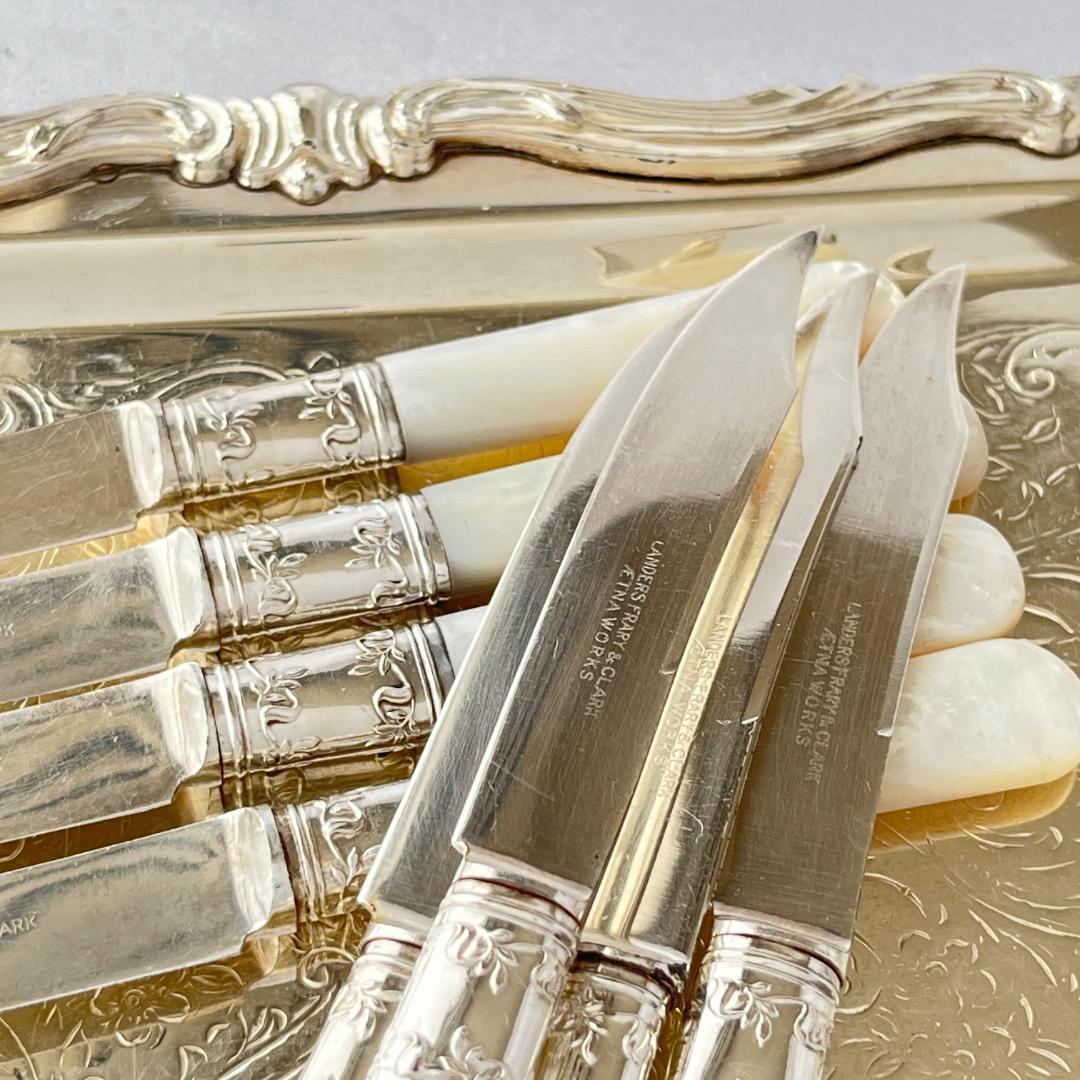 【白蝶貝 / 純銀継手】ティーナイフ 8本 マザーオブパール