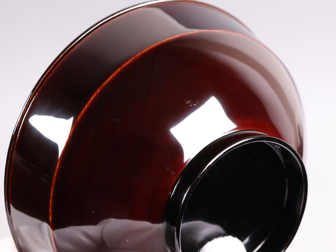 【CM378】大正期 月と松 飛翔鶴 金蒔絵 欅地溜塗 黒塗 椀二客 木製漆器