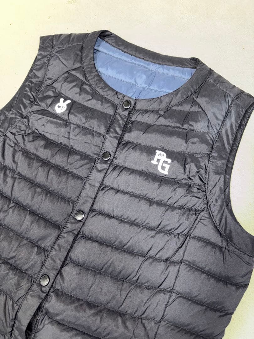 （ストロベリー）パーリーゲイツ、軽量グースダウン ロングベスト、サイズ0