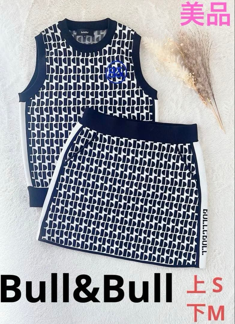 Bull&Bull レディース ゴルフ セットアップ幾何学柄 ブラックホワイト