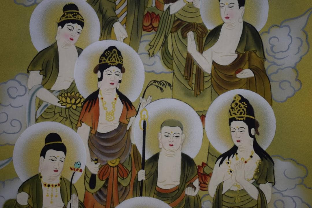 真作/聖道/十三仏図/十三佛図/桐共箱付/布袋屋掛軸HI-147