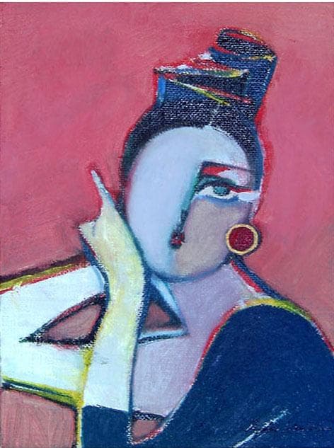 油絵 菅家令子 絵 絵画 インテリア 額付(黒) SM-070201 人物 女性