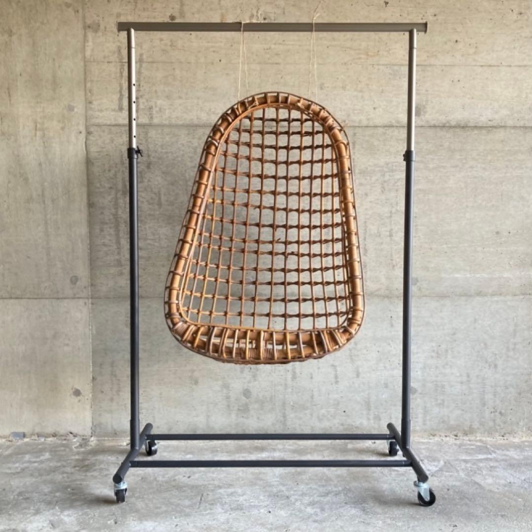 大きな竹籠 かご バスケット ハンキング 大型 竹製 古道具 インテリア レトロ