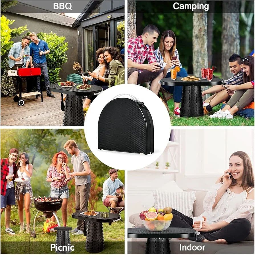 レッド 折りたたみ式テーブル スツール 2イン1 ポータブルテーブル