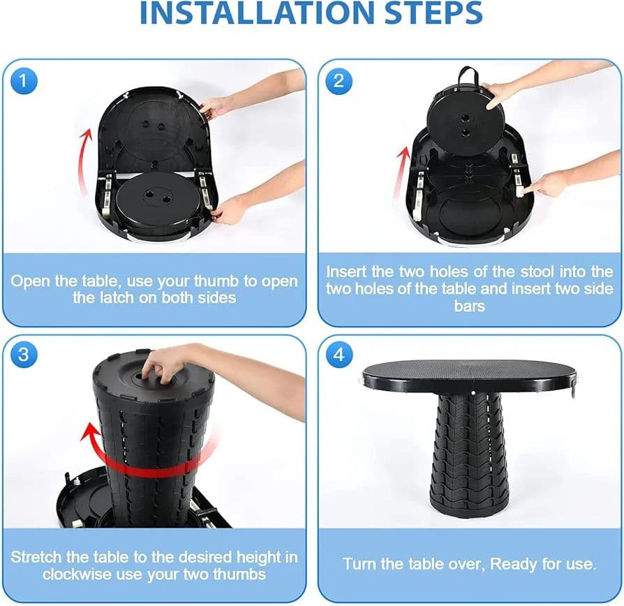 レッド 折りたたみ式テーブル スツール 2イン1 ポータブルテーブル