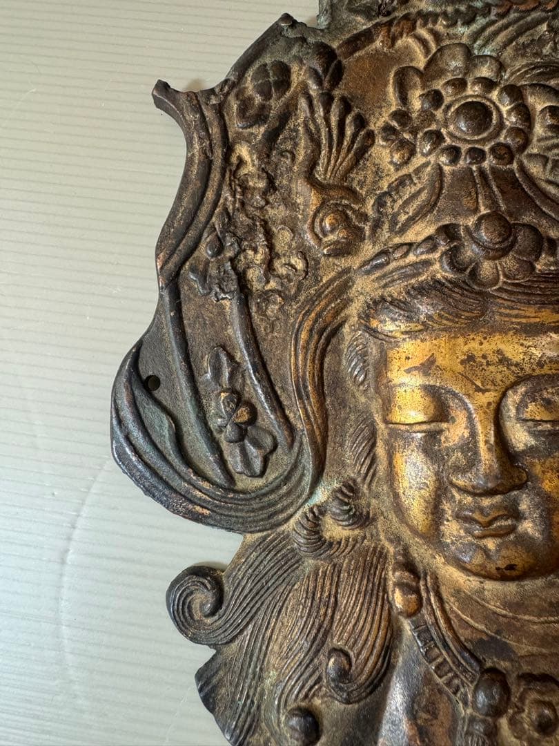 2707 銅製　観世音菩薩　仏像　置物　壁掛け　時代物