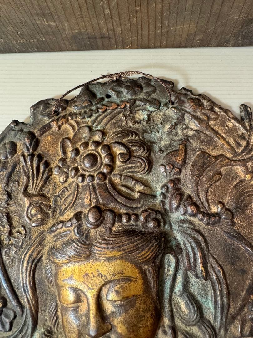 2707 銅製　観世音菩薩　仏像　置物　壁掛け　時代物