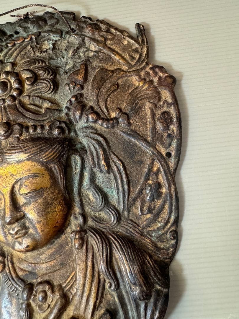 2707 銅製　観世音菩薩　仏像　置物　壁掛け　時代物