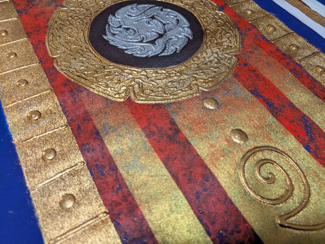 タイ　絵画　大サイズ　金色の蓮のアート　布地　芸術　チェンマイ　アジア　蓮の花