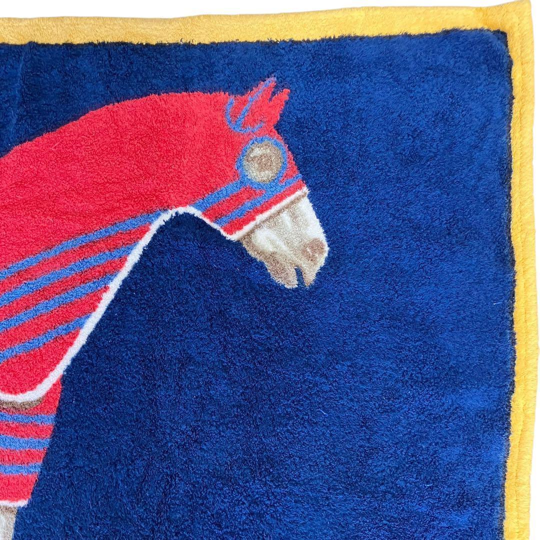 良品✨ エルメス ビーチタオル 馬 ネイビー 大判
