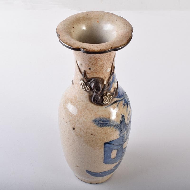 中国　成化年製　青花　花瓶文　貼梅双耳瓶　D　R7889