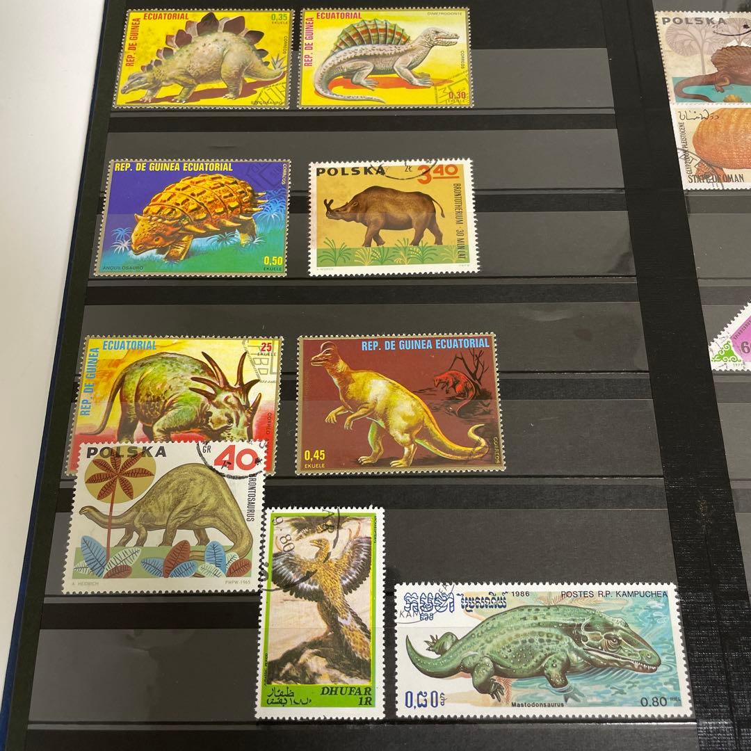 外国切手 機関車 車 船 恐竜 古代動物 100枚以上セット