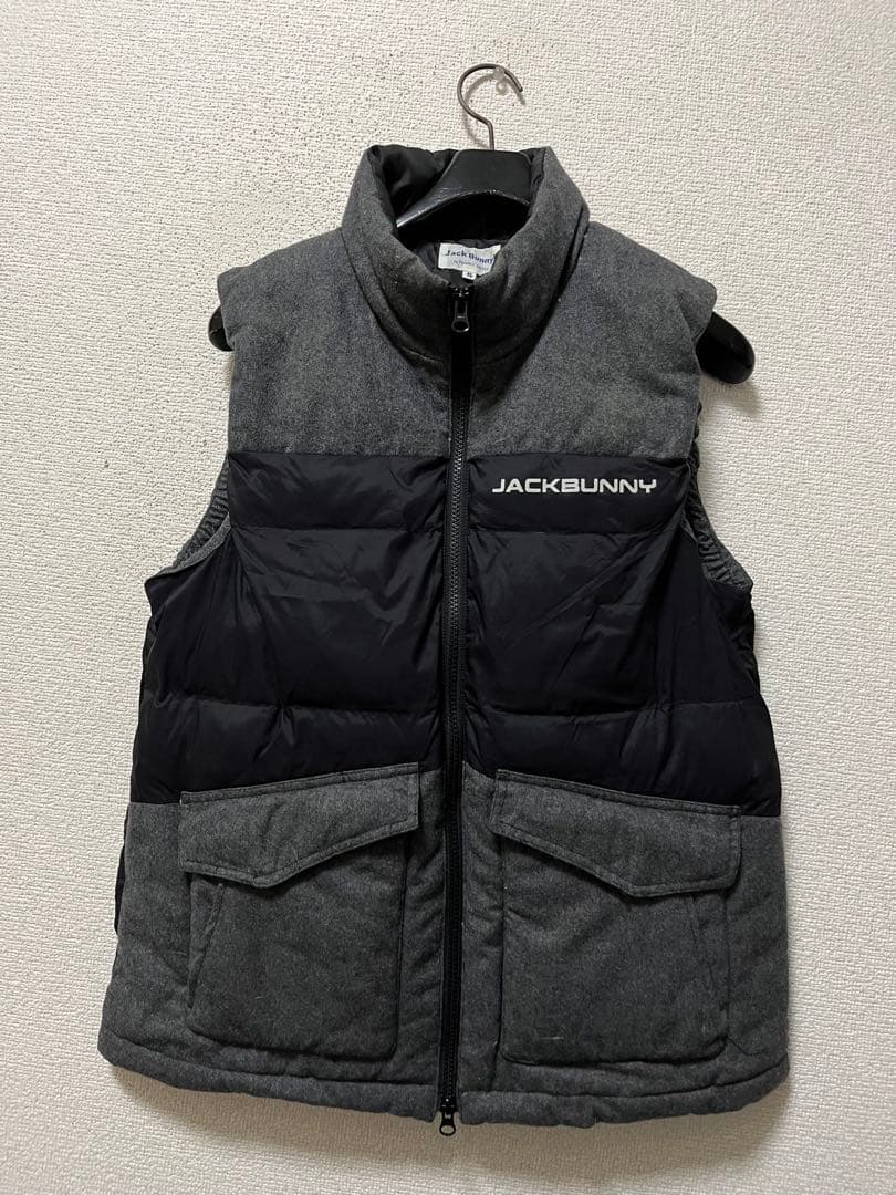 ジャックバニー　ウール×ナイロン中綿ベスト/5　ブラック×グレー　パーリーゲイツ