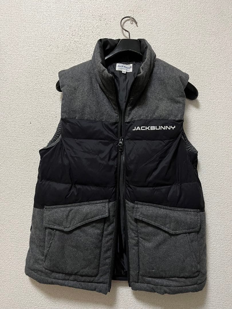 ジャックバニー　ウール×ナイロン中綿ベスト/5　ブラック×グレー　パーリーゲイツ
