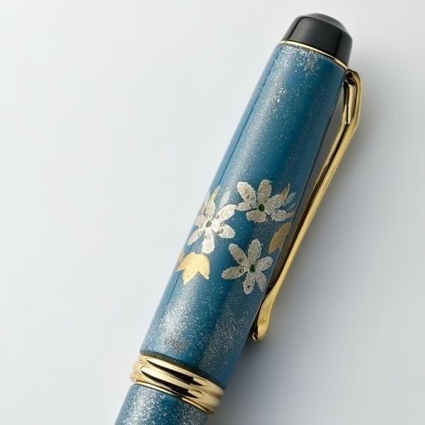 【限定品】呉竹(くれ竹)万年毛筆 夢銀河 輪島塗 雪割草 本漆 蒔絵 日本製