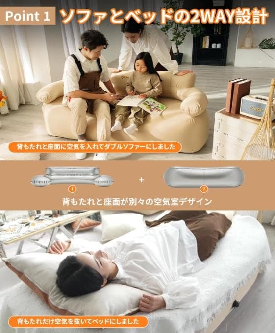 【超買得】KingCamp エアーソファーセット（シングル・ダブル・オットマン）
