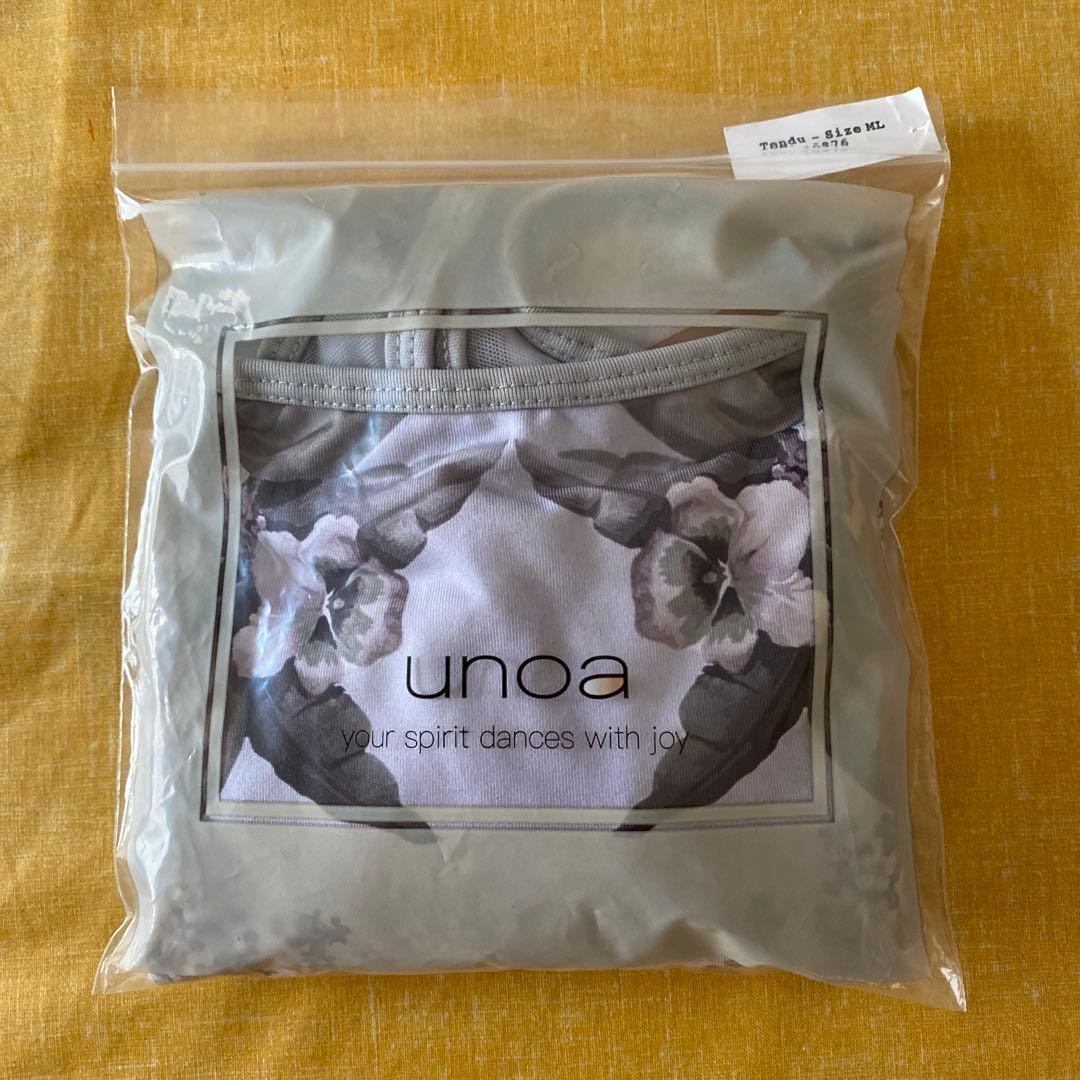 unoaフラワーゲートサンドグレー ノースリーブレオタードMLサイズ