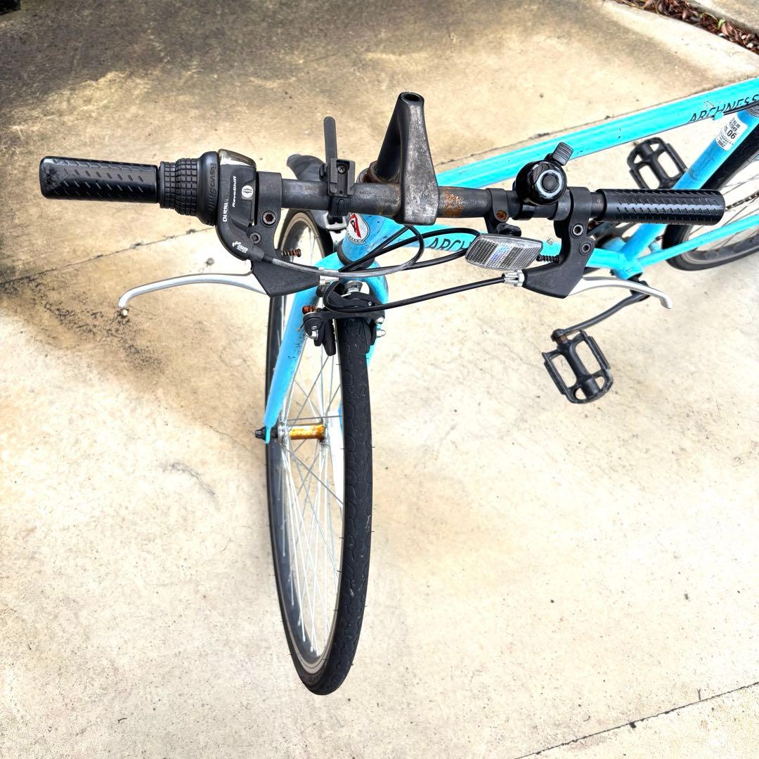 クロスバイク シティサイクル シマノ 7段変速 自転車 27インチ　ブルー　青