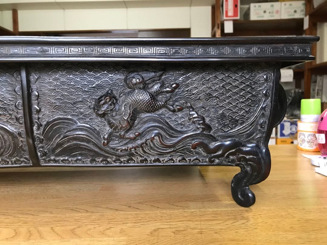 [原型:村田整珉]銅製：2尺3寸麟鳳亀龍文水盤