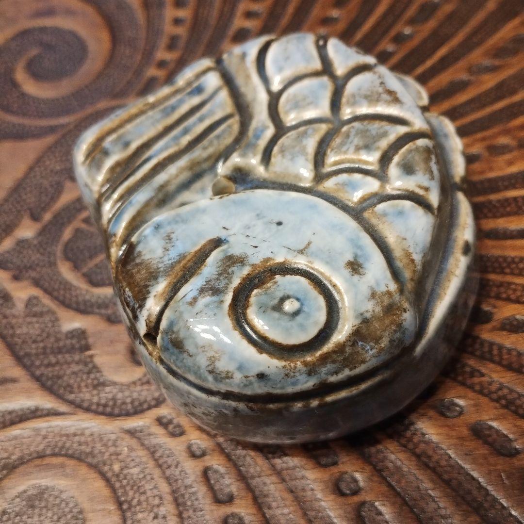 李朝♥魚形陶器♥水滴♥書道具♥瑠璃釉 焼き物♥古美術