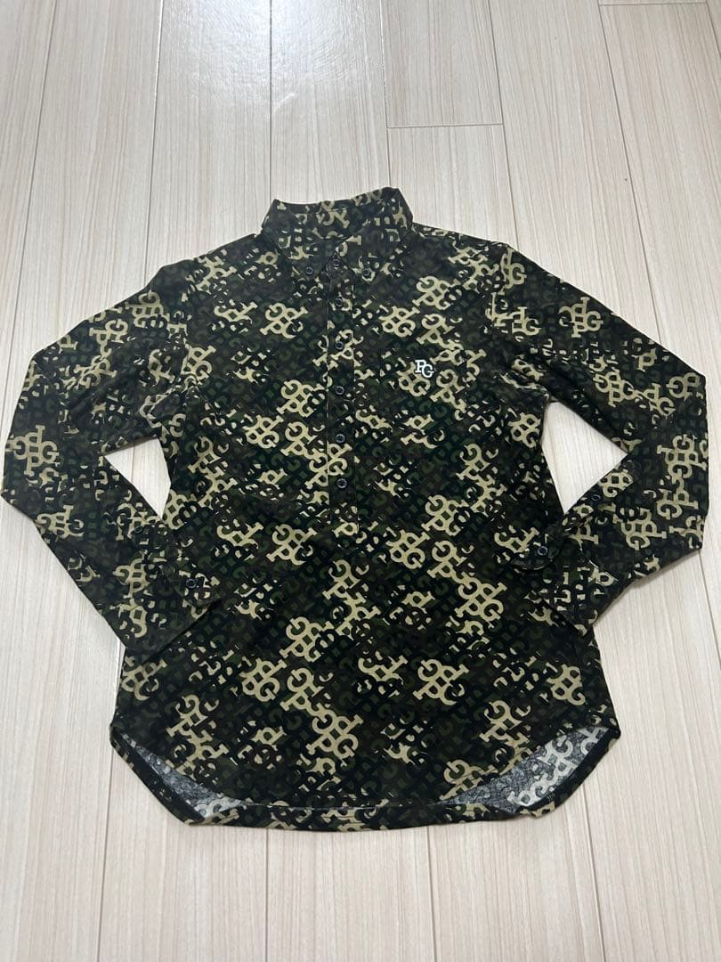 美品 パーリーゲイツ ロゴモノグラム 迷彩柄 長袖シャツ カモフラ メンズ 4