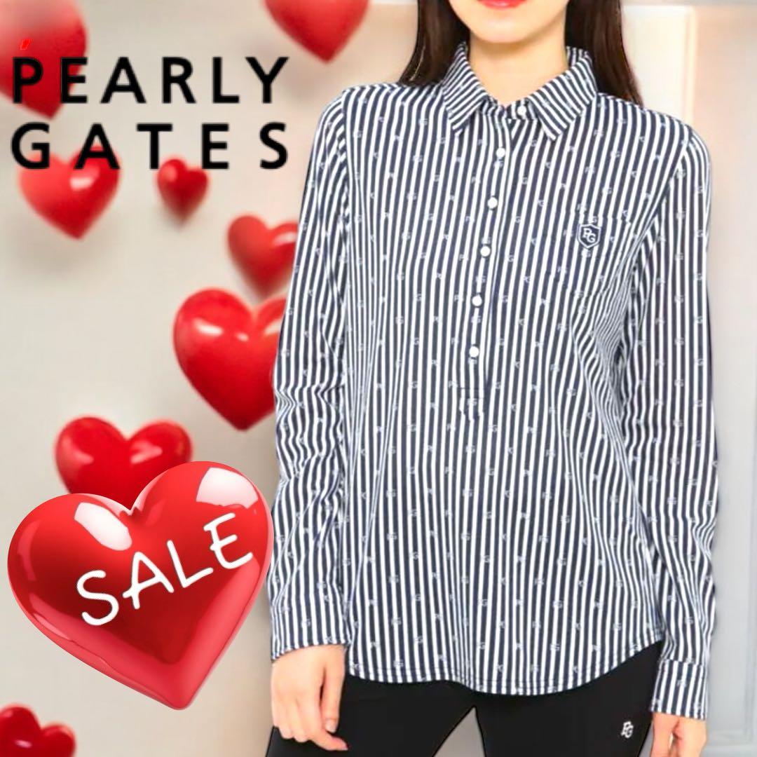 パーリーゲイツ❣️PGロゴストライププルオーバー 新品正規品 ネイビー サイズ2