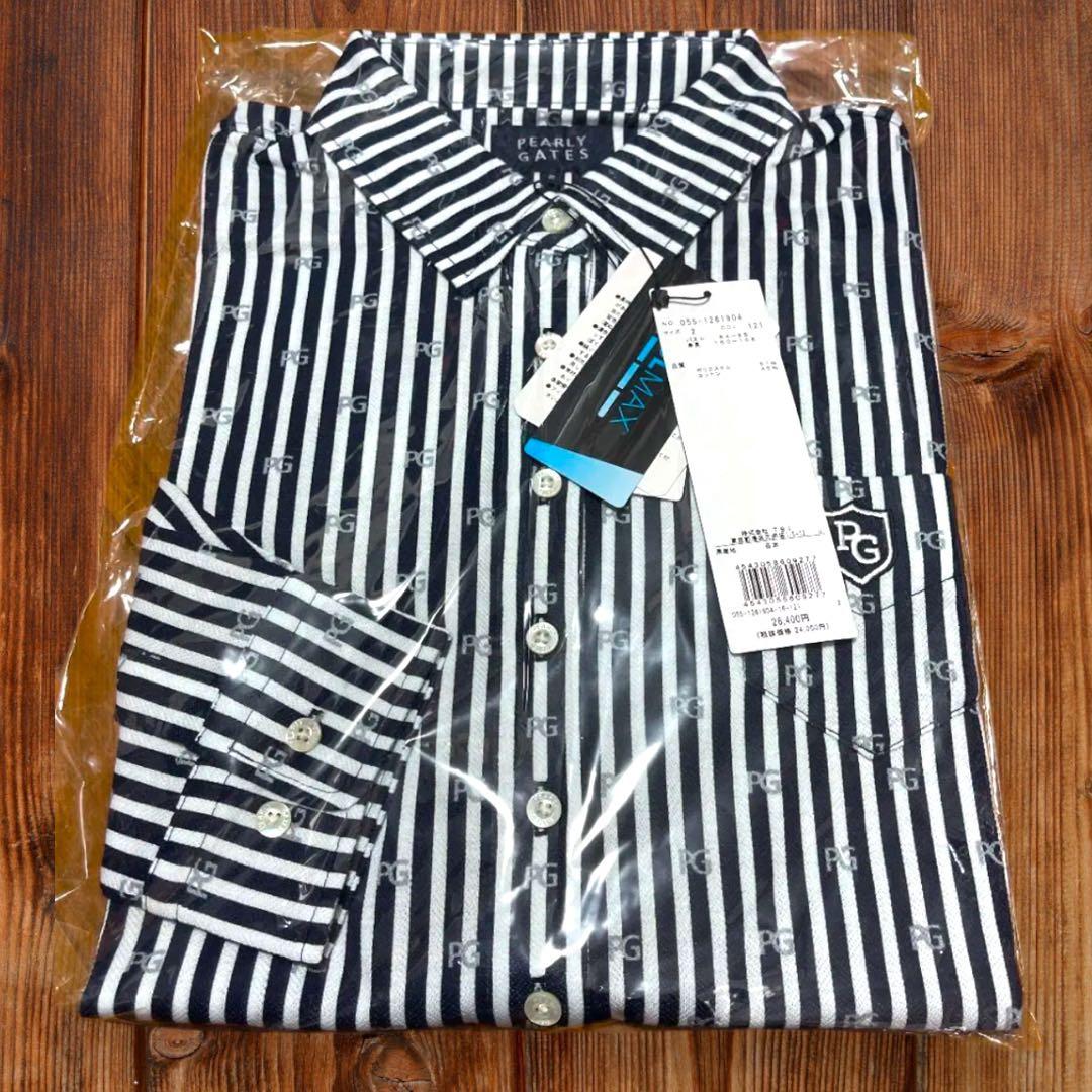 パーリーゲイツ❣️PGロゴストライププルオーバー 新品正規品 ネイビー サイズ2