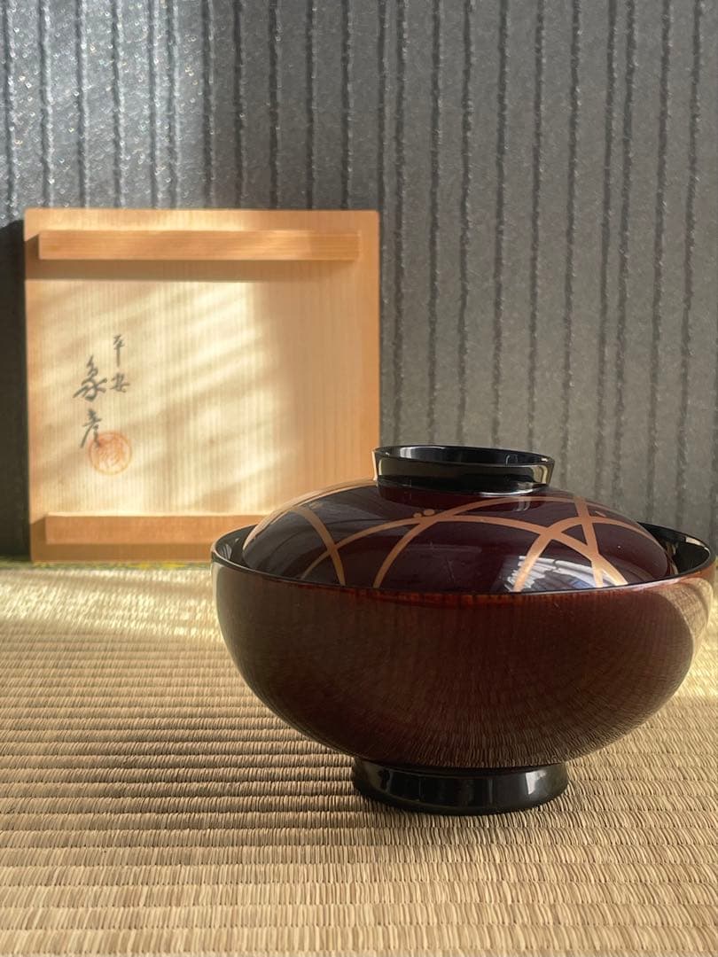 平安象彦 氏作 お椀 吸物椀 蓋付5客 椀 漆器 漆塗り 京都 木箱有