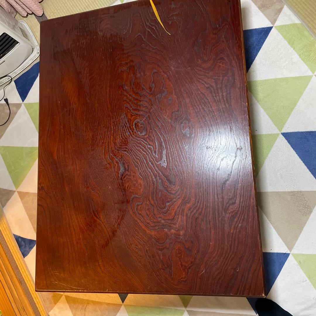 昭和レトロ　木製ダークブラウン座卓 四角形　六人掛け