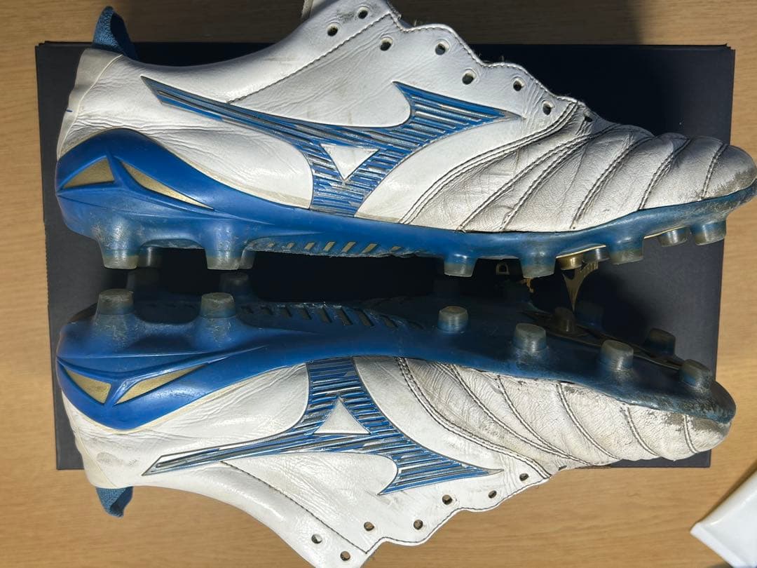 Mizuno モレリア4 サッカーシューズ・スパイク ホワイト/ブルー(紐なし)