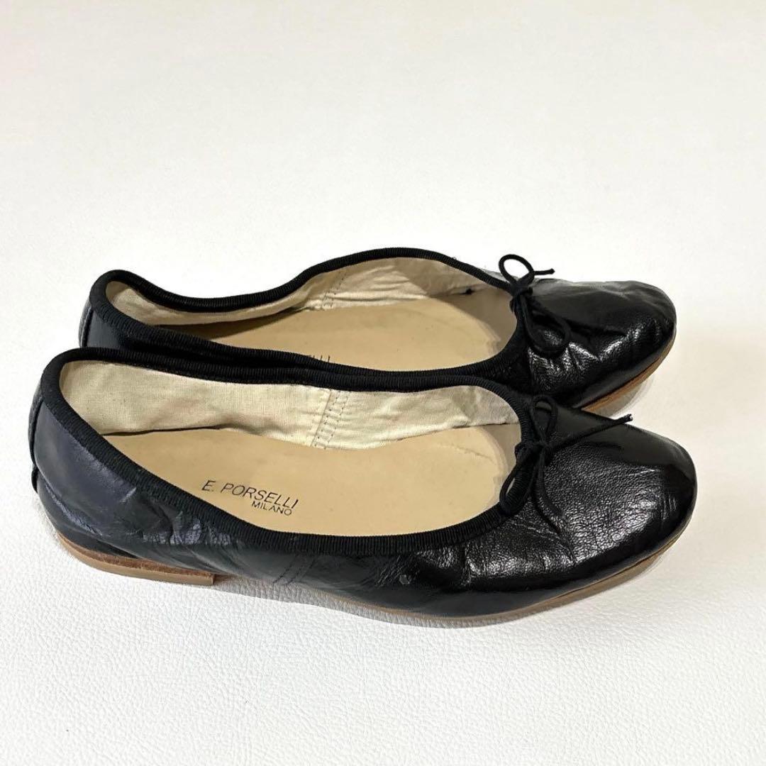 極美品✨ 保存袋付き✨PORSELLI バレエシューズ　38 ブラック