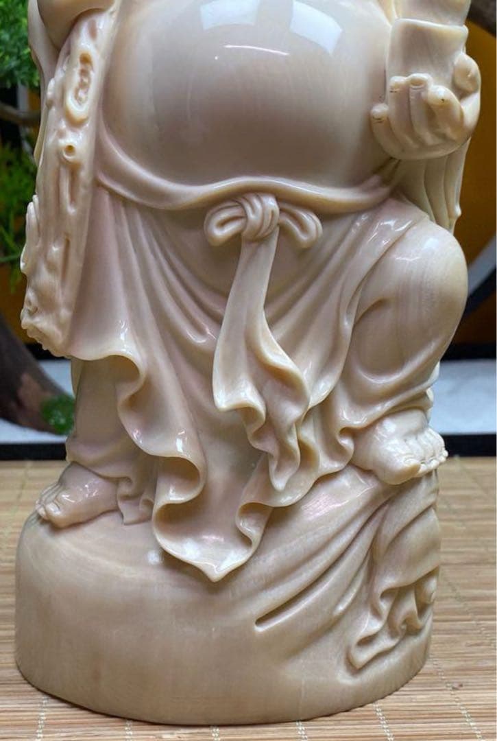 天然マンモス牙美しい手作り弥勒仏 置物
