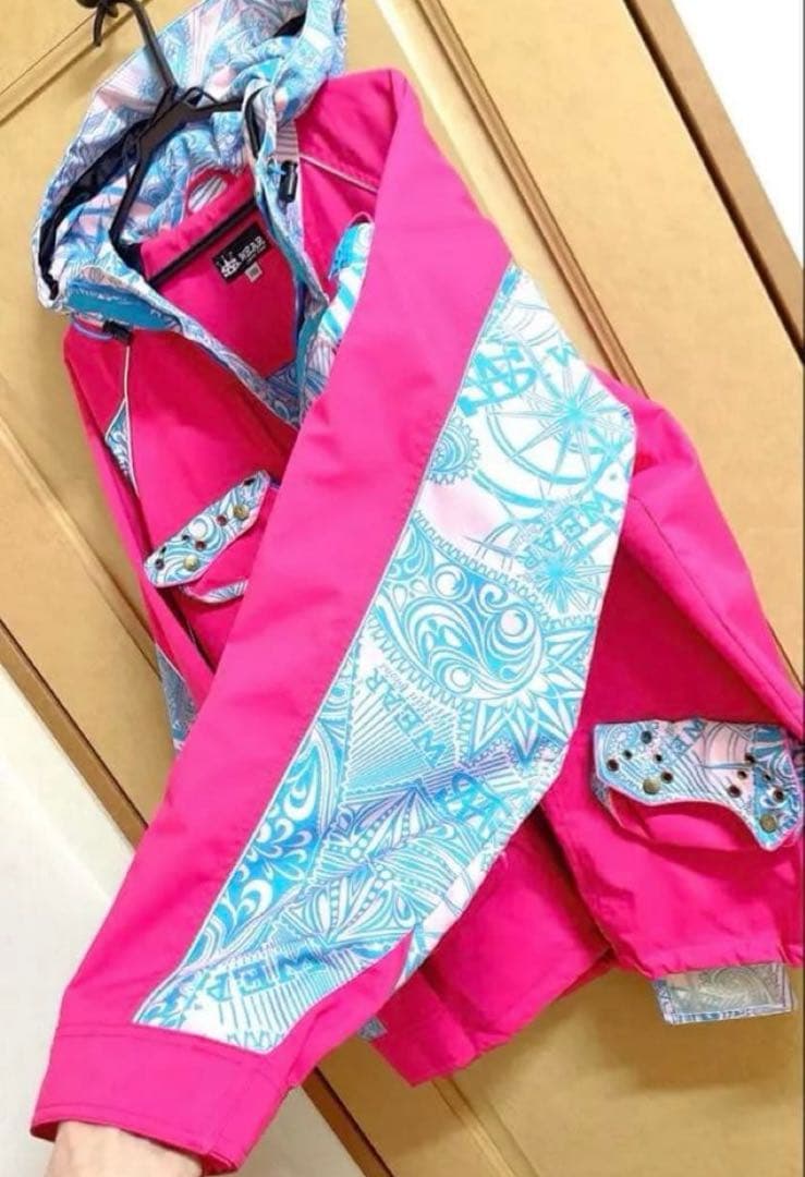 【希少】スノーウェア上下セット ユニセックス ペイズリー スキーウェア ピンク